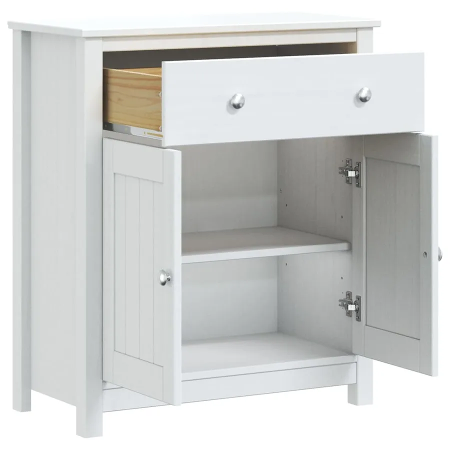 Armoire de salle de bain BERG blanc 69,5x34x80 cm pin massif - 4