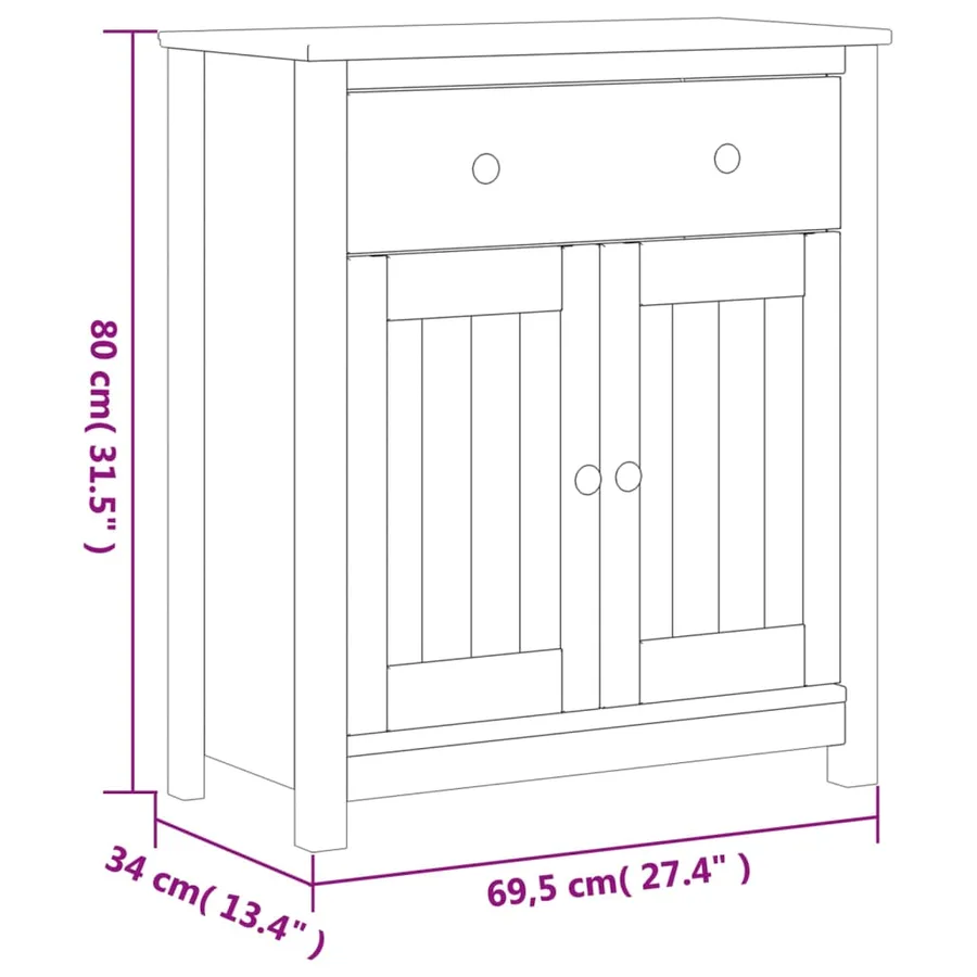 Armoire de salle de bain BERG blanc 69,5x34x80 cm pin massif - 8