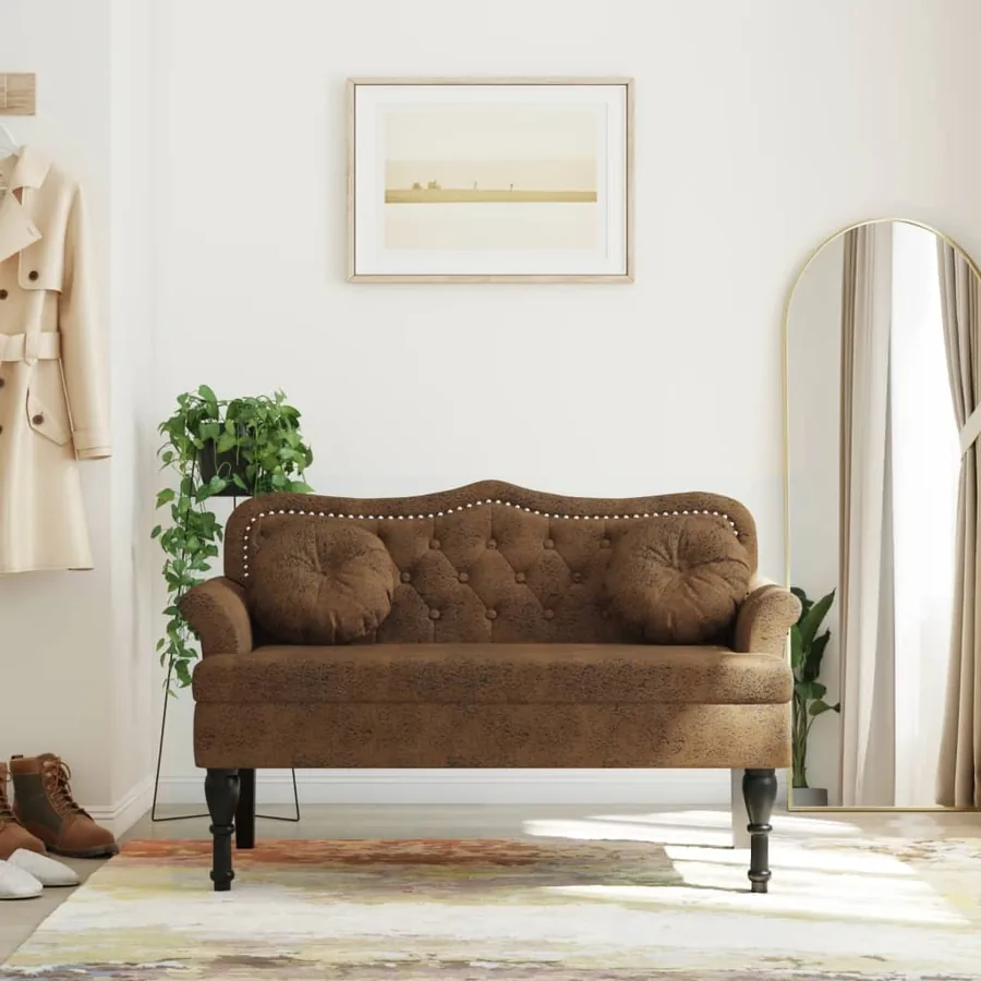 Banc avec coussins Marron 120,5 x 65 x 75 cm Similicuir