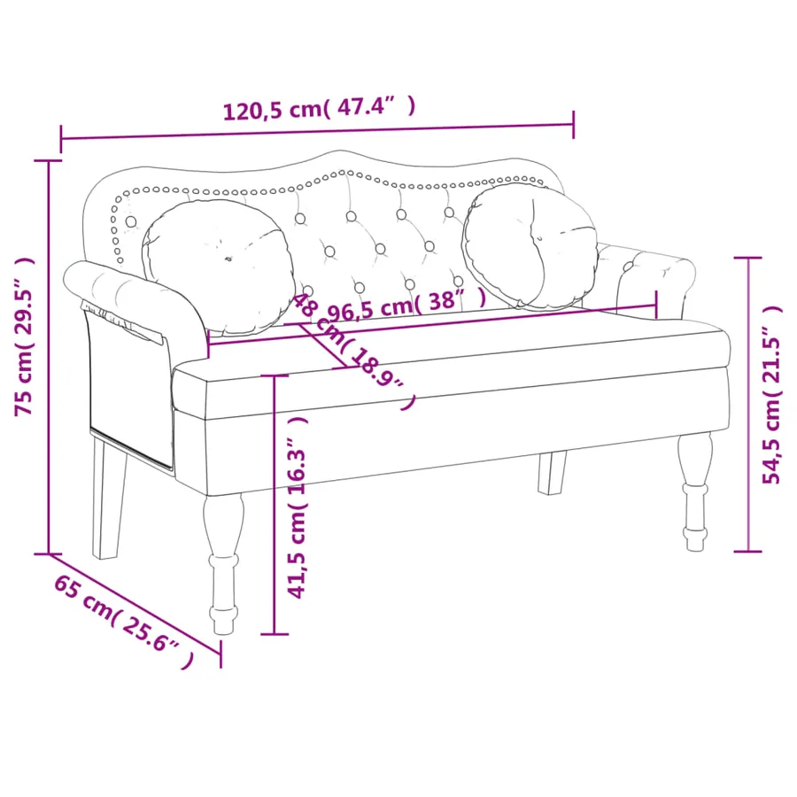 Banc avec coussins Marron 120,5 x 65 x 75 cm Similicuir - 8
