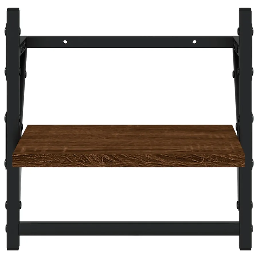 Ensemble d'étagères murales avec barres 4 pcs chêne marron - 10
