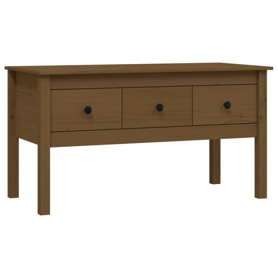 Table basse Marron miel 102x49x55 cm Bois massif de pin - 2