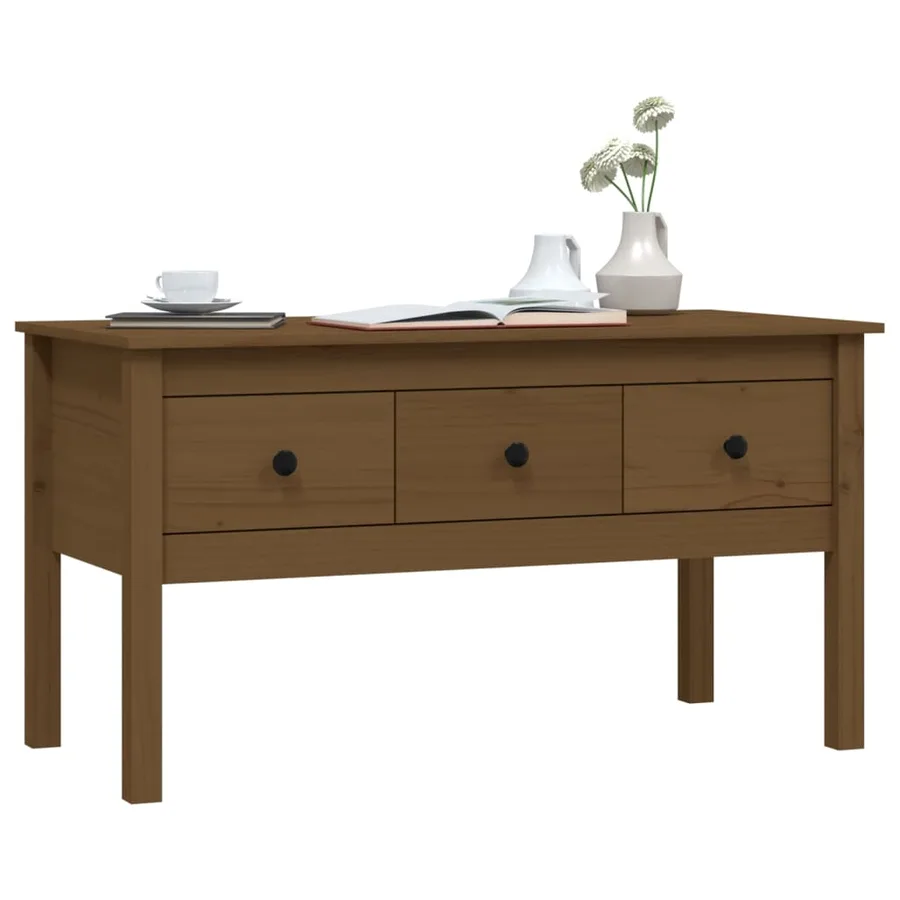 Table basse Marron miel 102x49x55 cm Bois massif de pin - 4