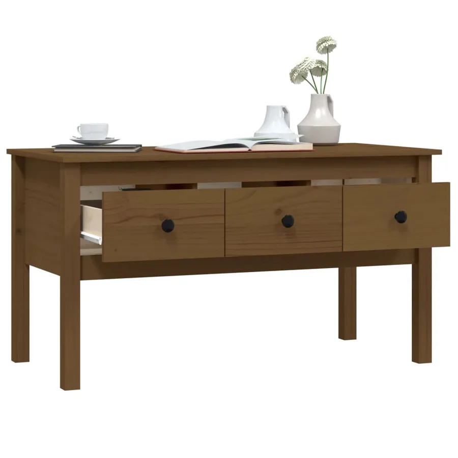 Table basse Marron miel 102x49x55 cm Bois massif de pin - 5