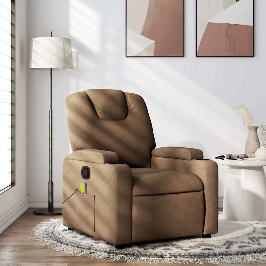 Fauteuil de massage inclinable Marron Tissu