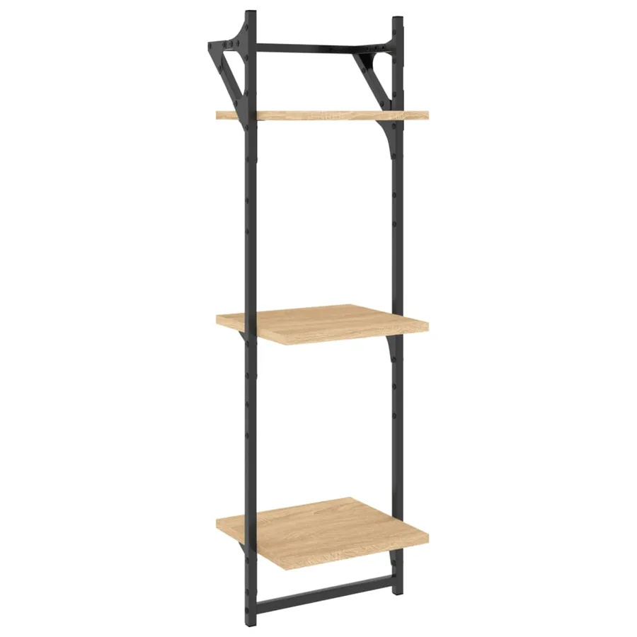 Étagères murales à 3 niveaux avec barres 2 pcs chêne sonoma - 4