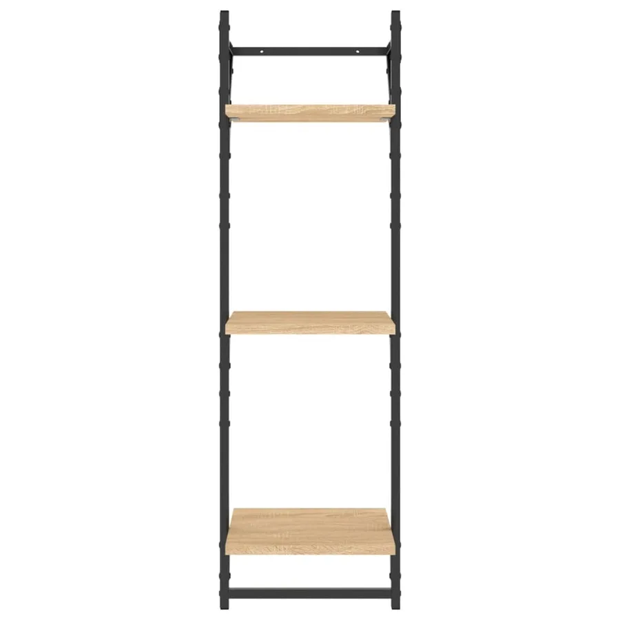 Étagères murales à 3 niveaux avec barres 2 pcs chêne sonoma - 5
