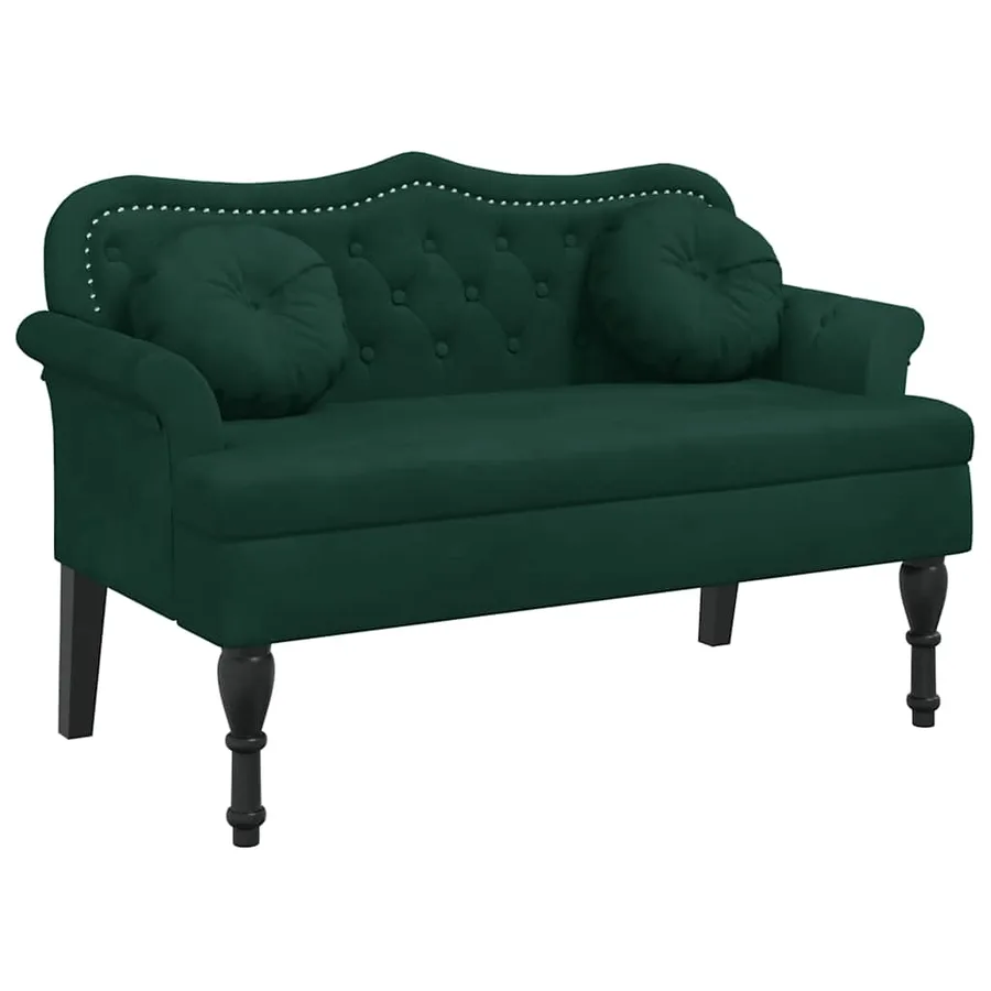 Banc avec coussins Vert foncé 120,5x65x75 cm Velours - 2