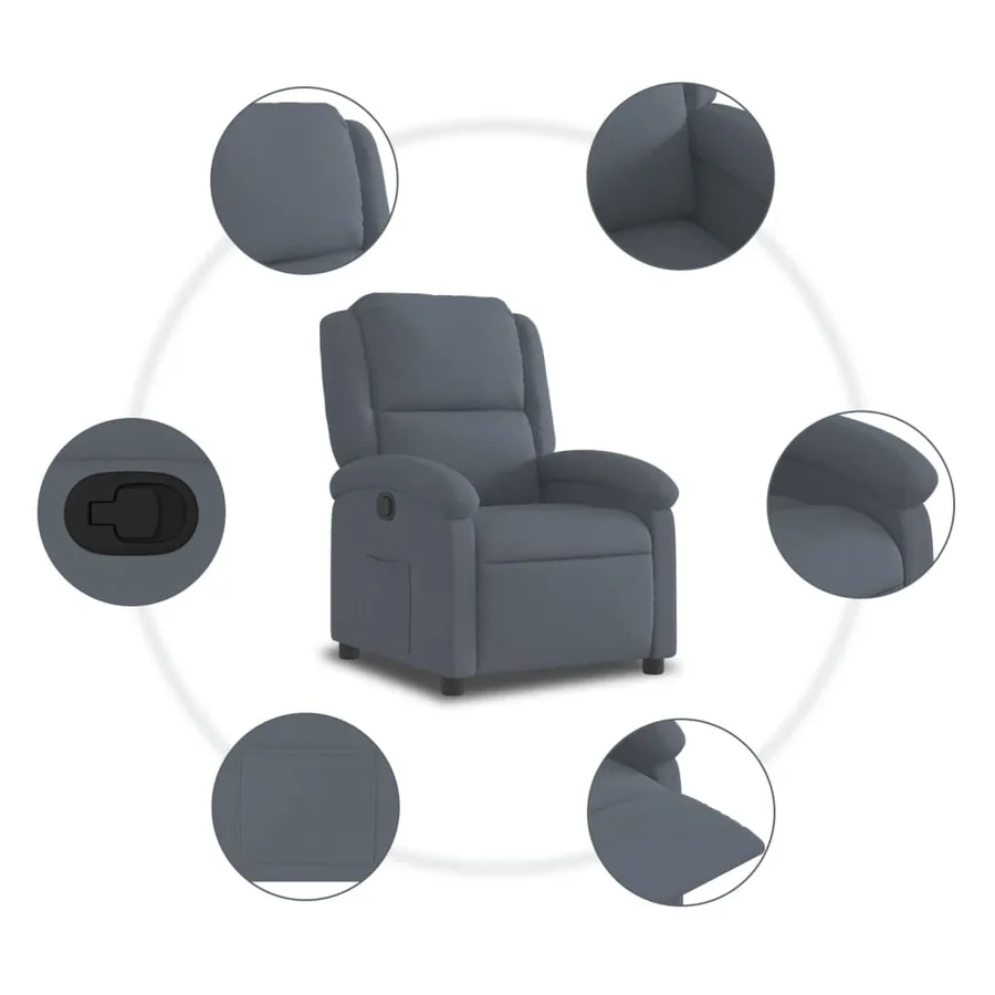 Fauteuil inclinable en velours gris foncé - 5