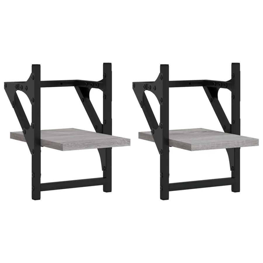 Étagères murales avec barres 2 pcs sonoma gris 20x25x30 cm - 2