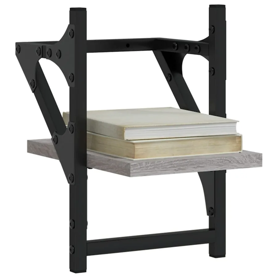 Étagères murales avec barres 2 pcs sonoma gris 20x25x30 cm - 3