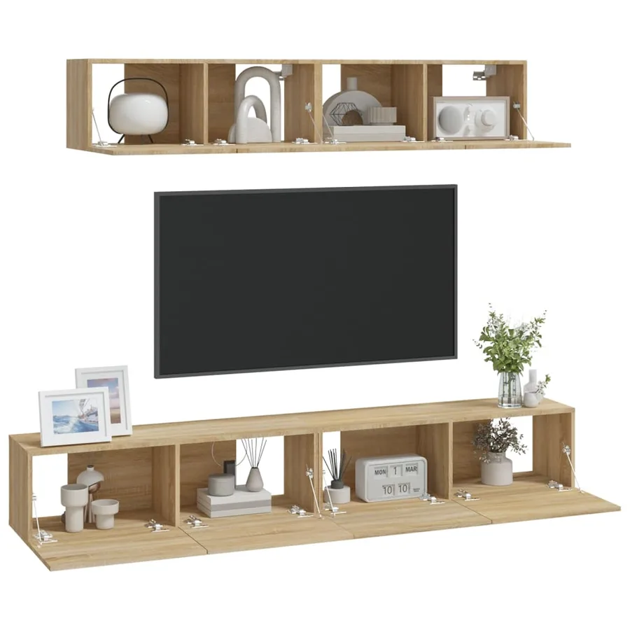 Ensemble de meubles TV 4 pcs Chêne sonoma Bois d'ingénierie - 7