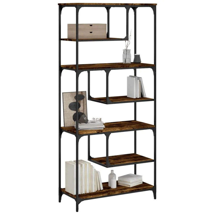 Bibliothèque chêne fumé 81x36x176 cm bois d'ingénierie - 3