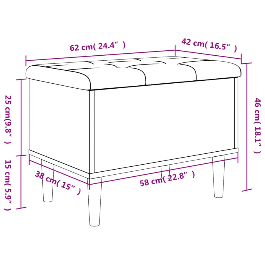 Banc de rangement gris béton 62x42x46 cm bois d'ingénierie - 10