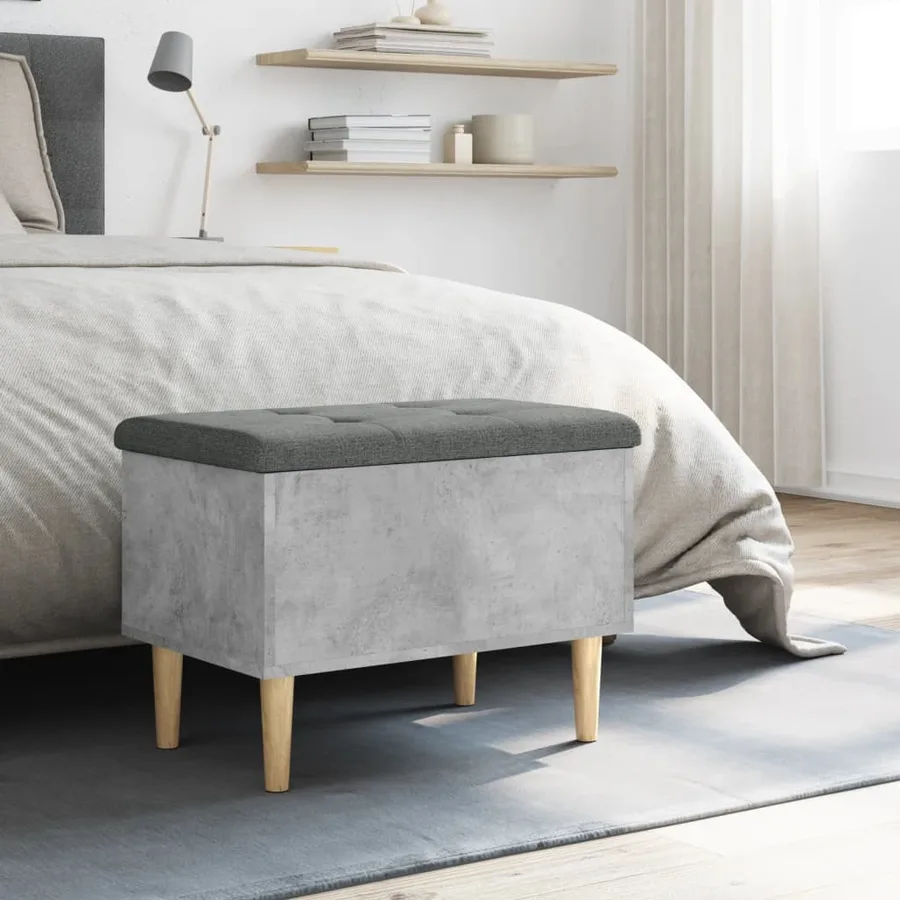 Banc de rangement gris béton 62x42x46 cm bois d'ingénierie - 3