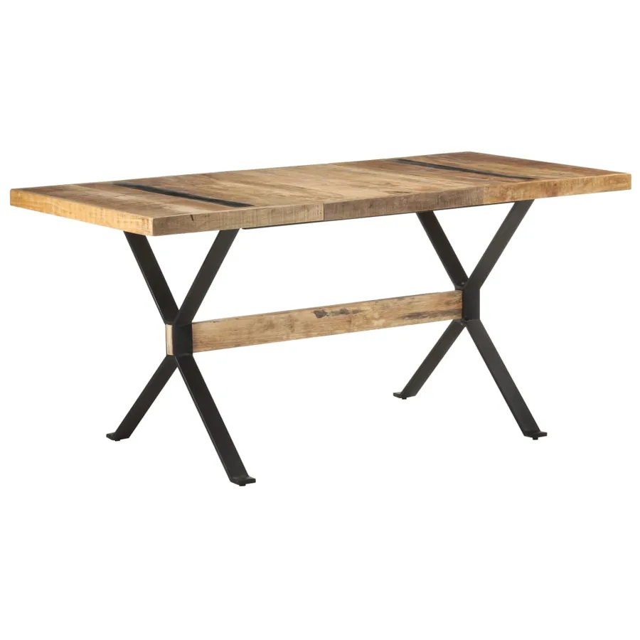 Table de salle à manger 160x80x76 cm Bois de manguier brut - 11