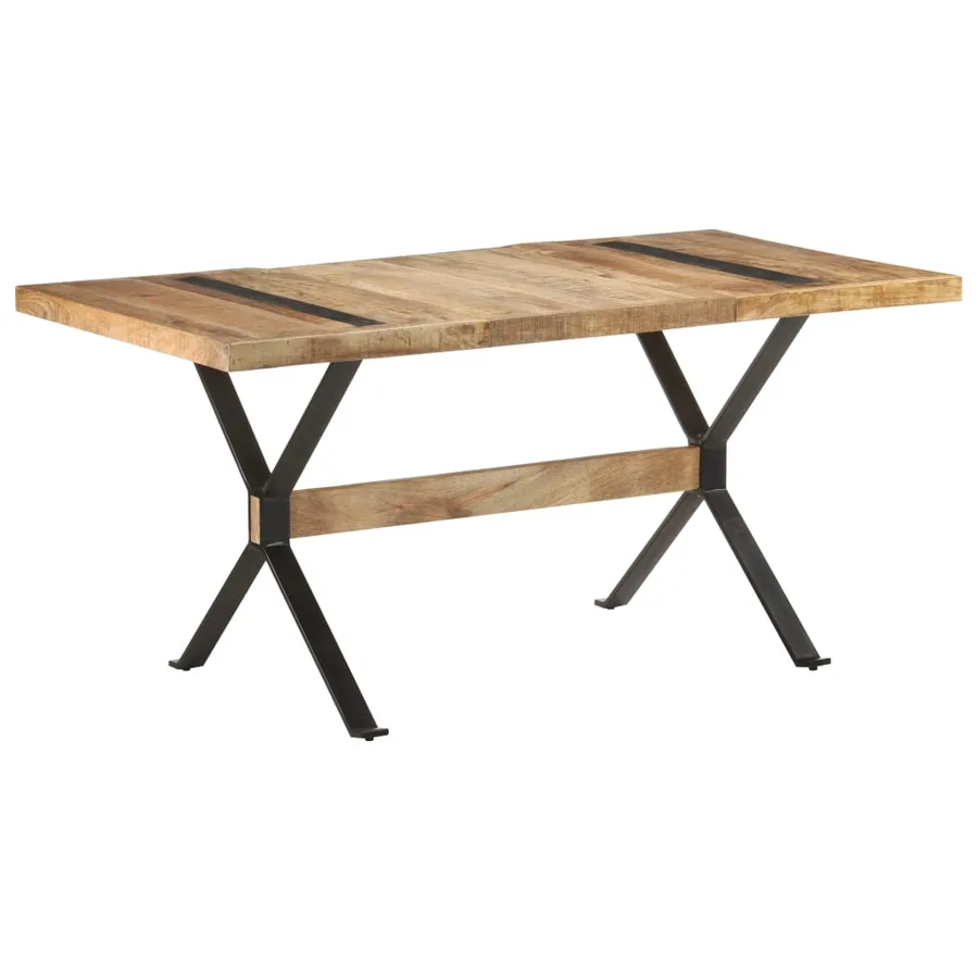 Table de salle à manger 160x80x76 cm Bois de manguier brut - 8