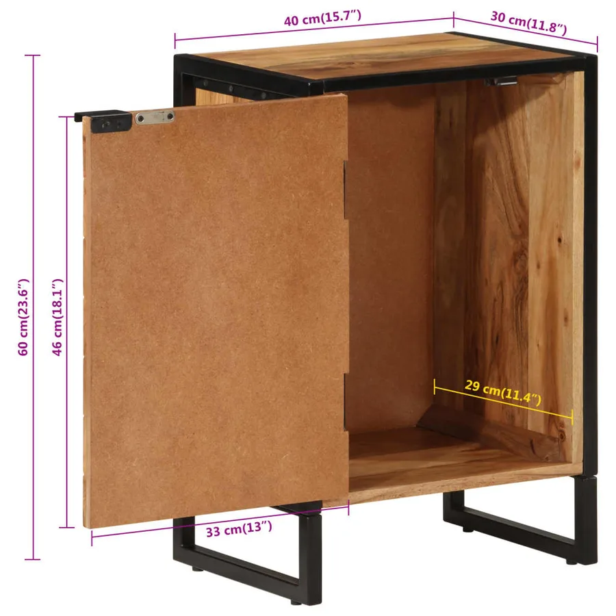 Armoire de salle de bain bois massif d'acacia et fer - 10