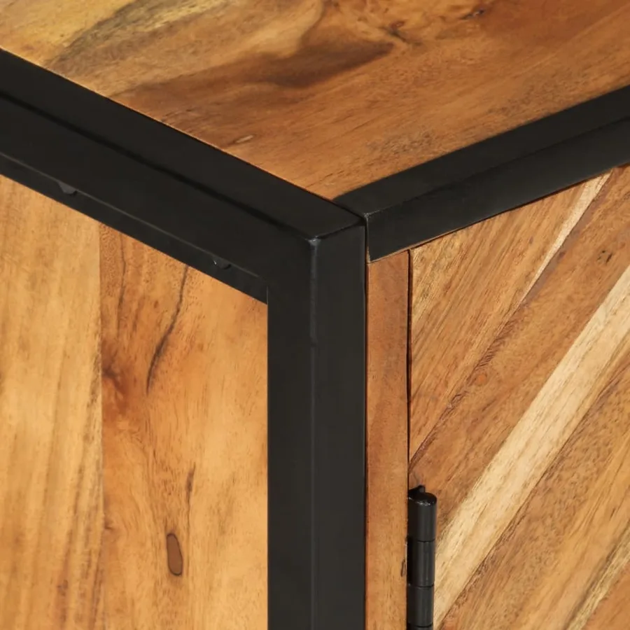 Armoire de salle de bain bois massif d'acacia et fer - 7
