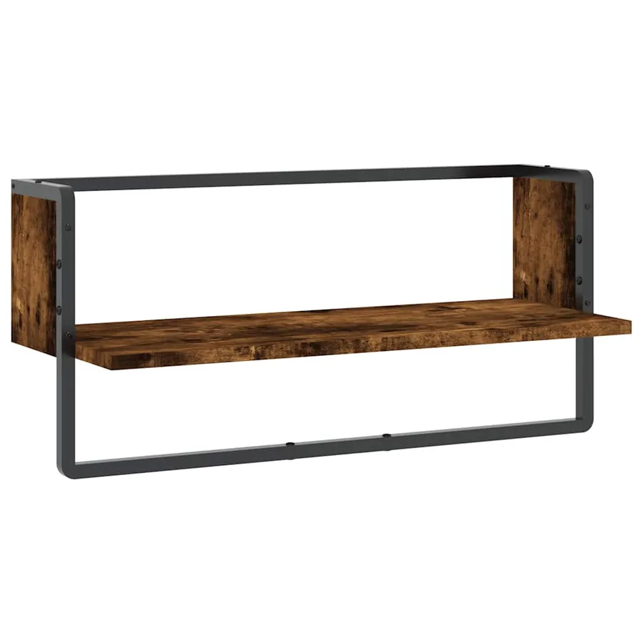 Étagère murale avec barre chêne fumé 65x25x30 cm - 2