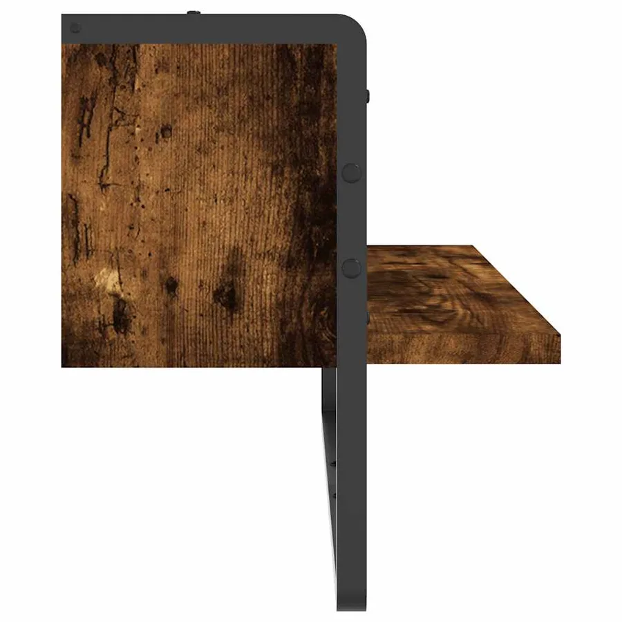 Étagère murale avec barre chêne fumé 65x25x30 cm - 5