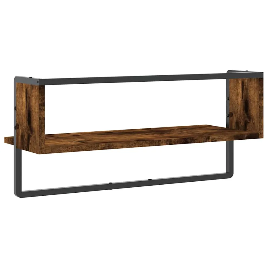 Étagère murale avec barre chêne fumé 65x25x30 cm - 6