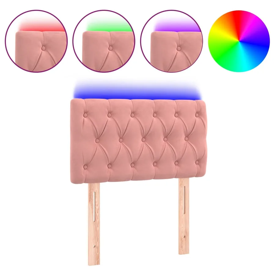 Tête de lit à LED Rose 80x7x78/88 cm Velours - 2