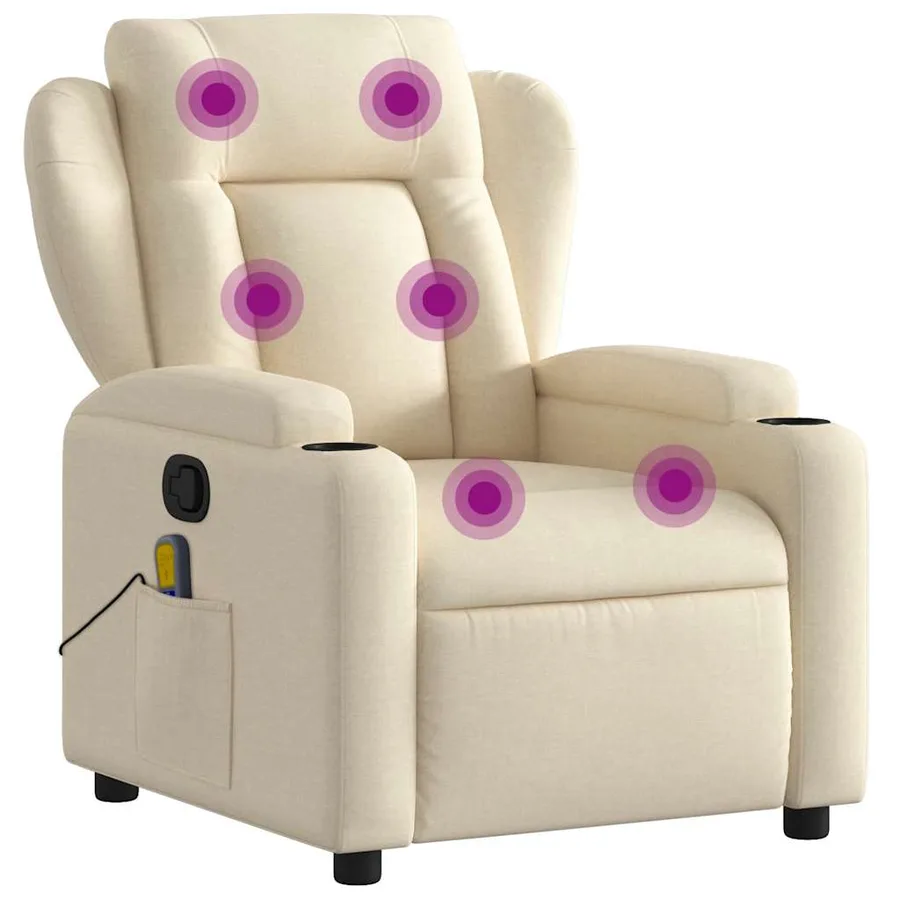 Fauteuil de massage inclinable Crème Tissu - 2