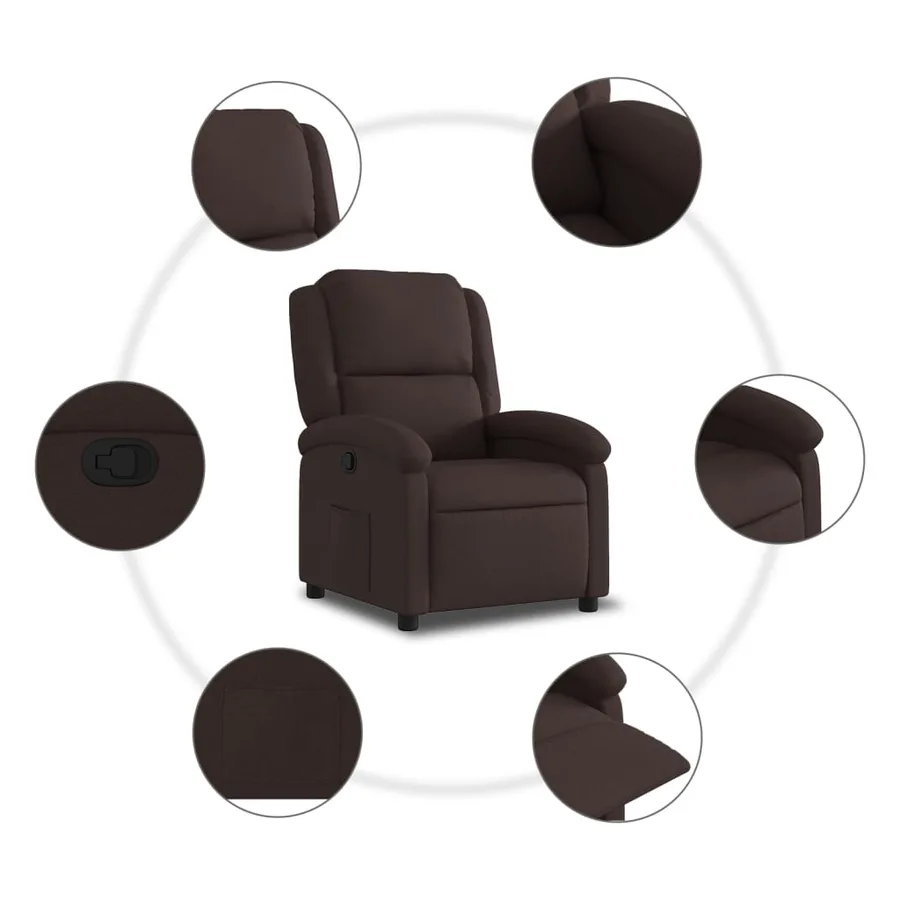 Fauteuil inclinable Marron foncé Tissu - 7