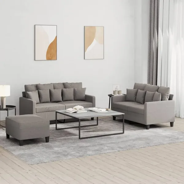Ensemble de canapés 3 pcs avec coussins Taupe Tissu