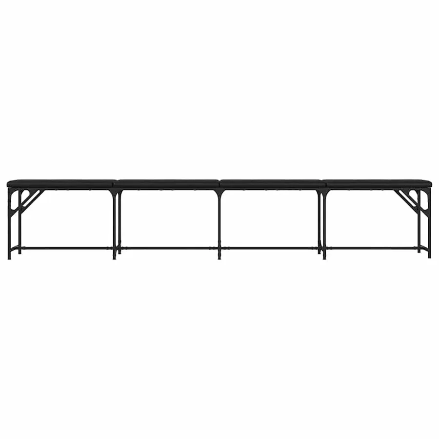 Banc à manger noir 248x32x45 cm acier et similicuir - 4