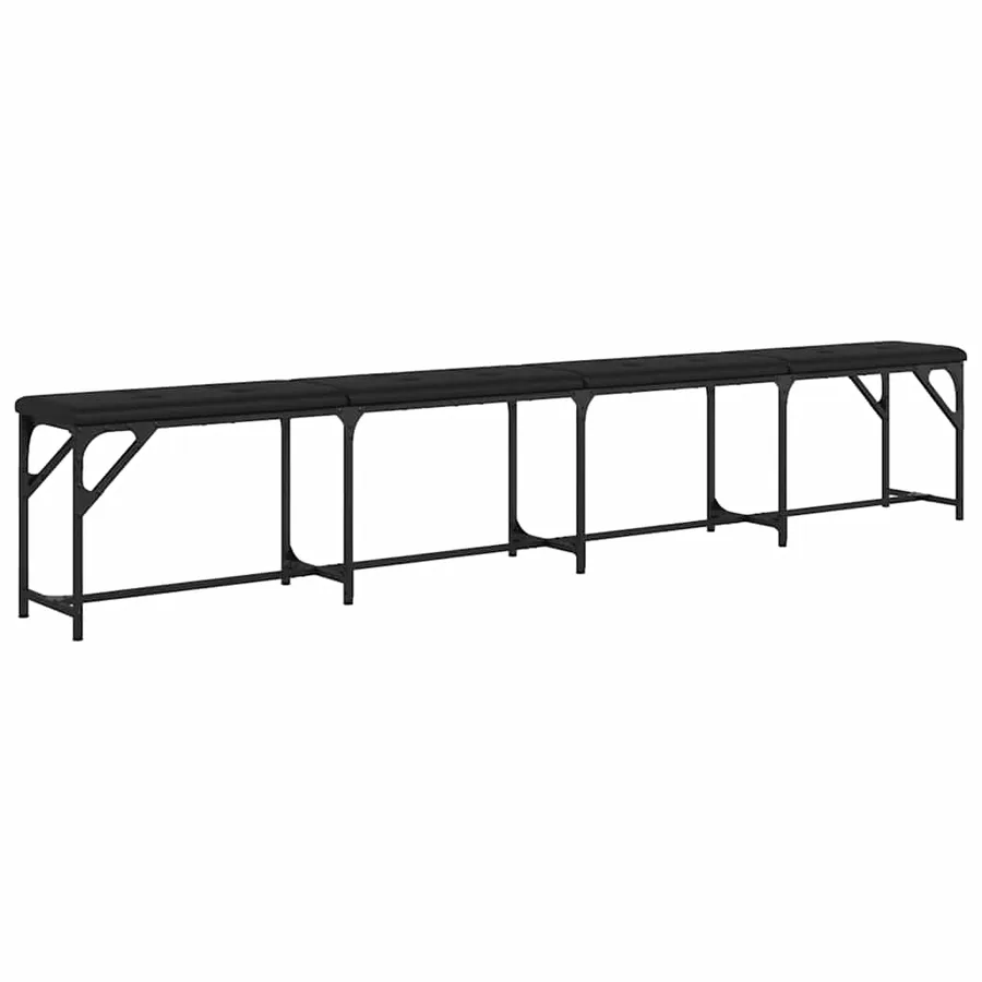 Banc à manger noir 248x32x45 cm acier et similicuir - 6