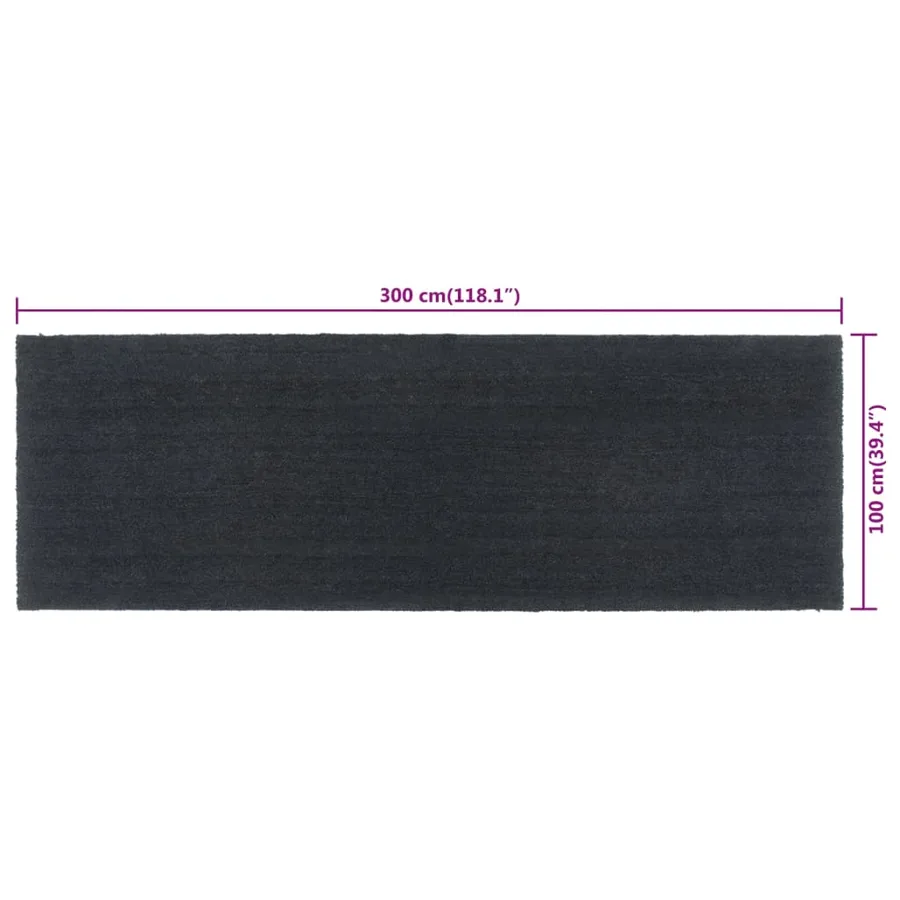 Tapis de porte gris foncé 100x300 cm fibre de coco touffeté - 7