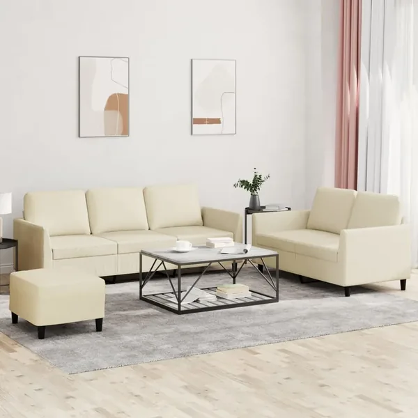 Ensemble de canapés 3 pcs avec coussins Crème Similicuir