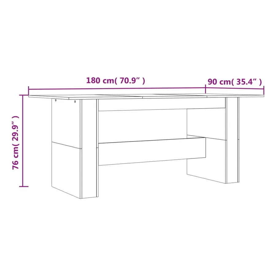 Table à dîner sonoma gris 180x90x76 cm bois d'ingénierie - 7