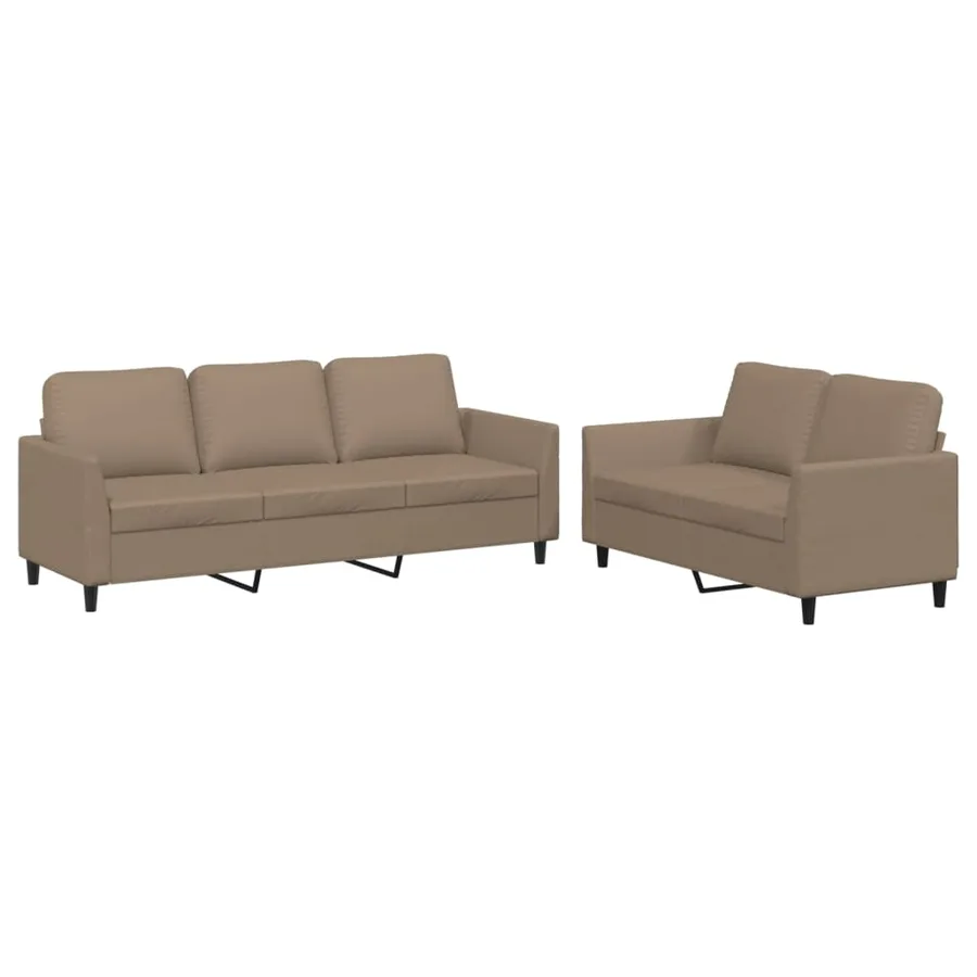 Ensemble de canapés 2 pcs avec coussins Cappuccino Similicuir - 2
