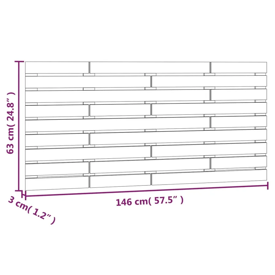 Tête de lit murale Gris 146x3x63 cm Bois massif de pin - 8