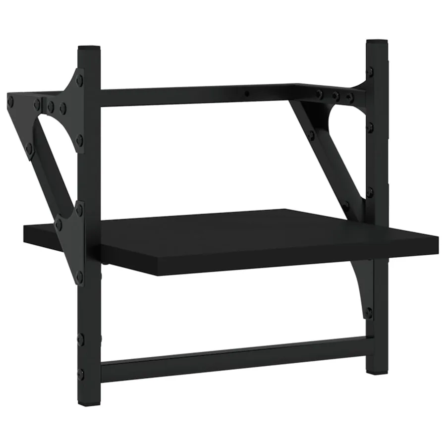 Étagères murales avec barres 2 pcs noir 30x25x30 cm - 4