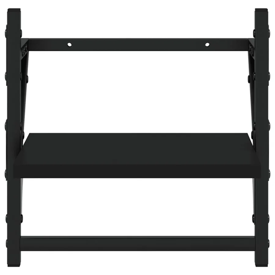 Étagères murales avec barres 2 pcs noir 30x25x30 cm - 5