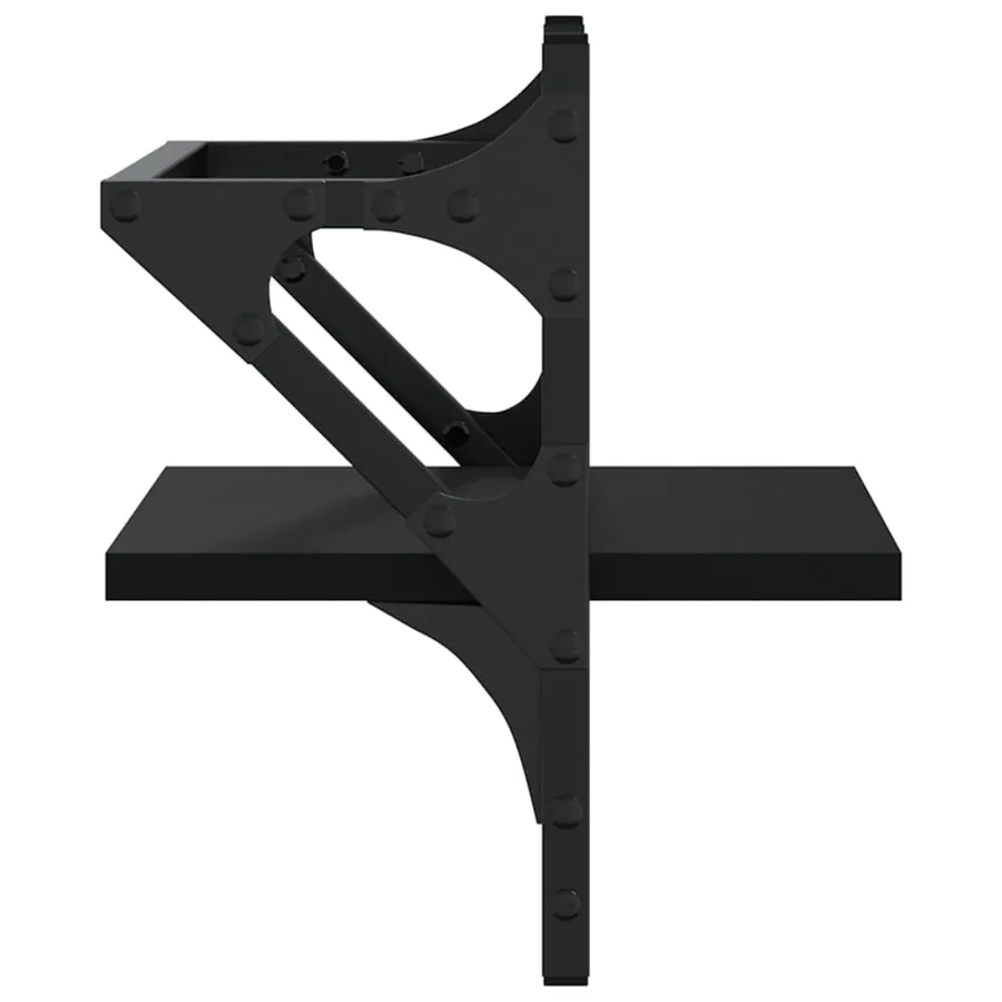 Étagères murales avec barres 2 pcs noir 30x25x30 cm - 6