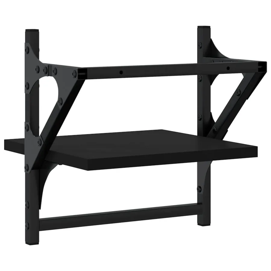 Étagères murales avec barres 2 pcs noir 30x25x30 cm - 7