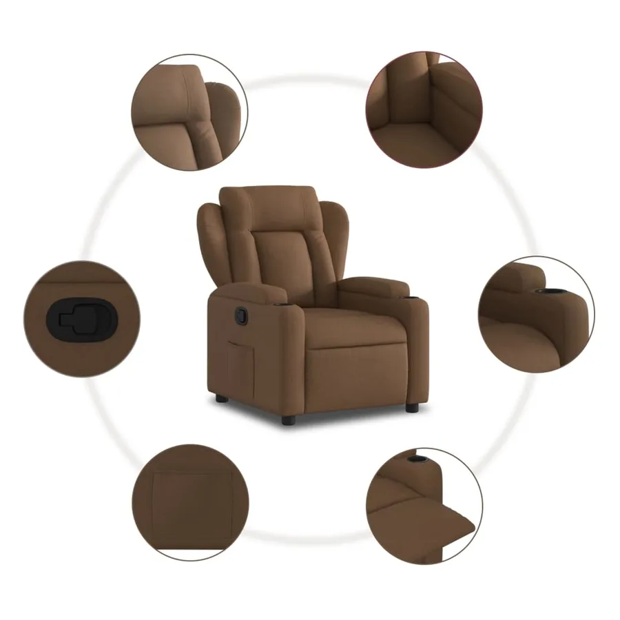 Fauteuil inclinable Marron Tissu - 5