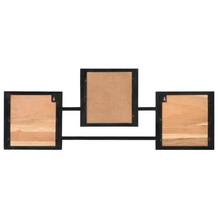 Porte-manteau mural 90x1x35 cm bois massif d'acacia et fer - 3