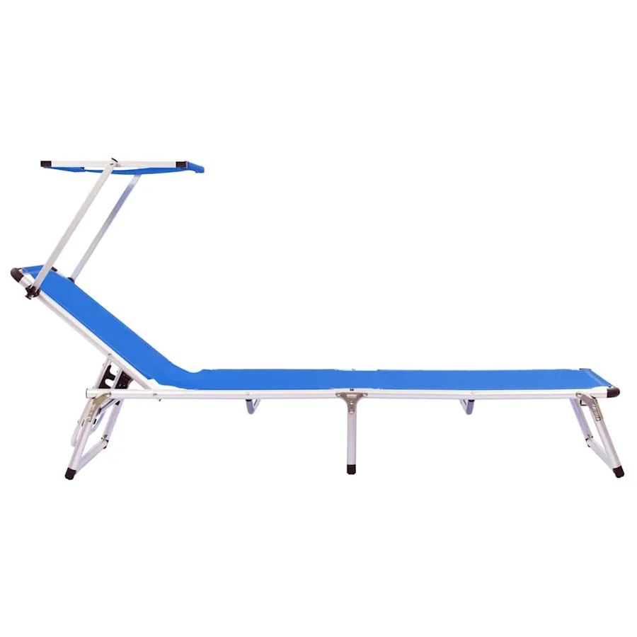 Chaises longues pliables et toit lot de 2 Aluminium textilène - 4