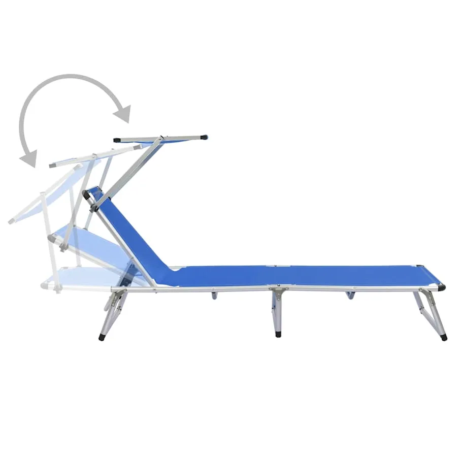 Chaises longues pliables et toit lot de 2 Aluminium textilène - 5