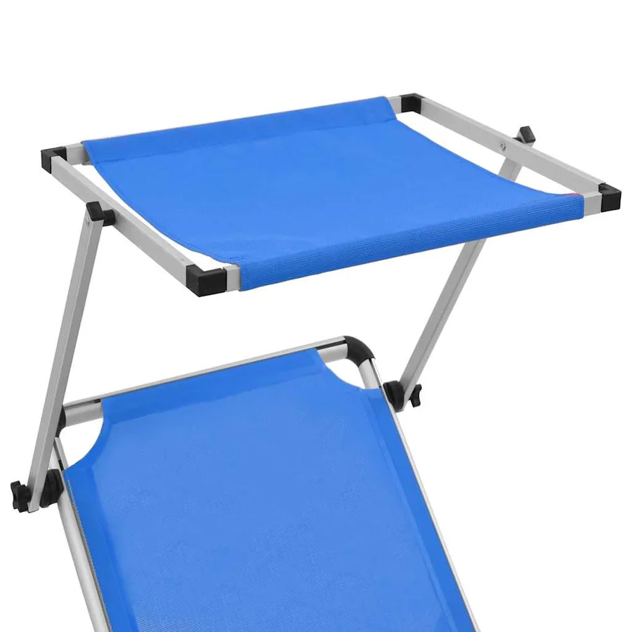 Chaises longues pliables et toit lot de 2 Aluminium textilène - 7