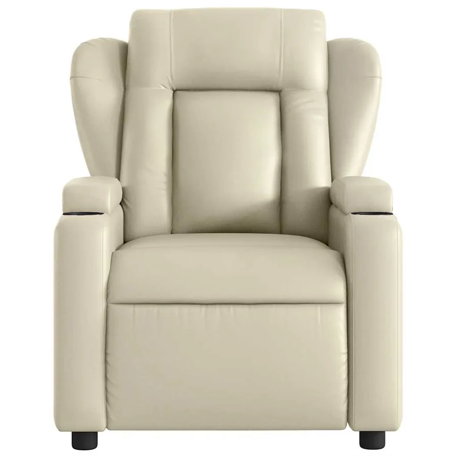 Fauteuil de massage inclinable crème similicuir - 7