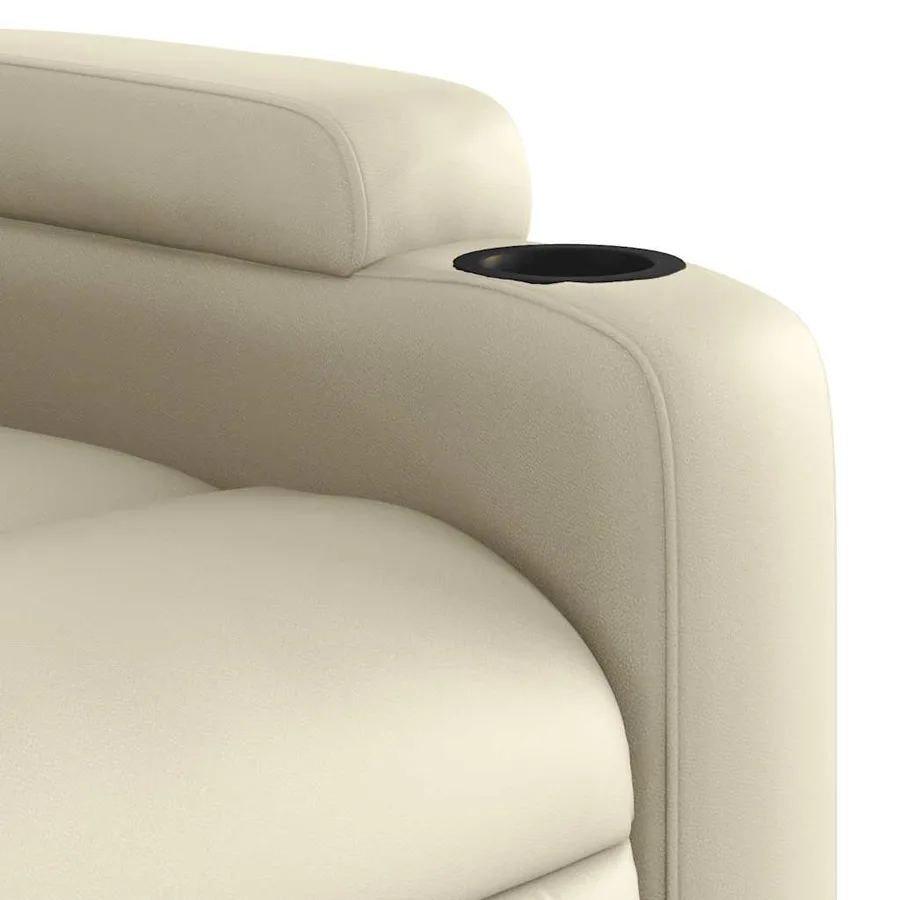 Fauteuil de massage inclinable crème similicuir - 9