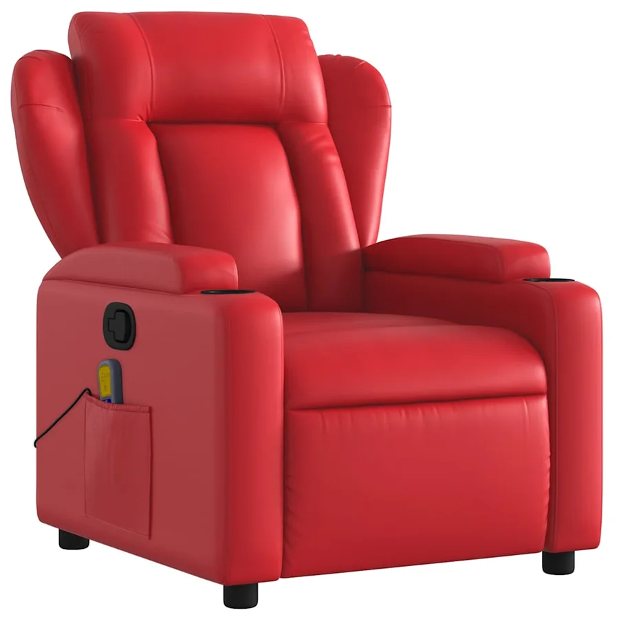 Fauteuil de massage inclinable rouge similicuir - 3