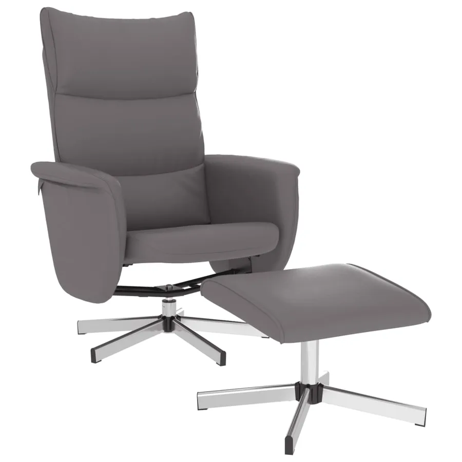 Fauteuil inclinable avec repose-pied gris similicuir - 2